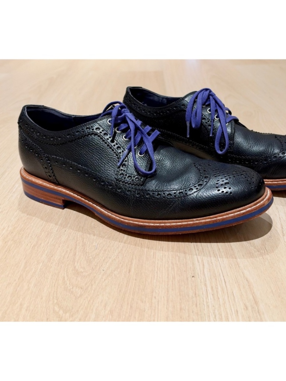 Cole Haan Cooper Square Wingtip Oxford Black Violet Leather Men’s 9M C11077